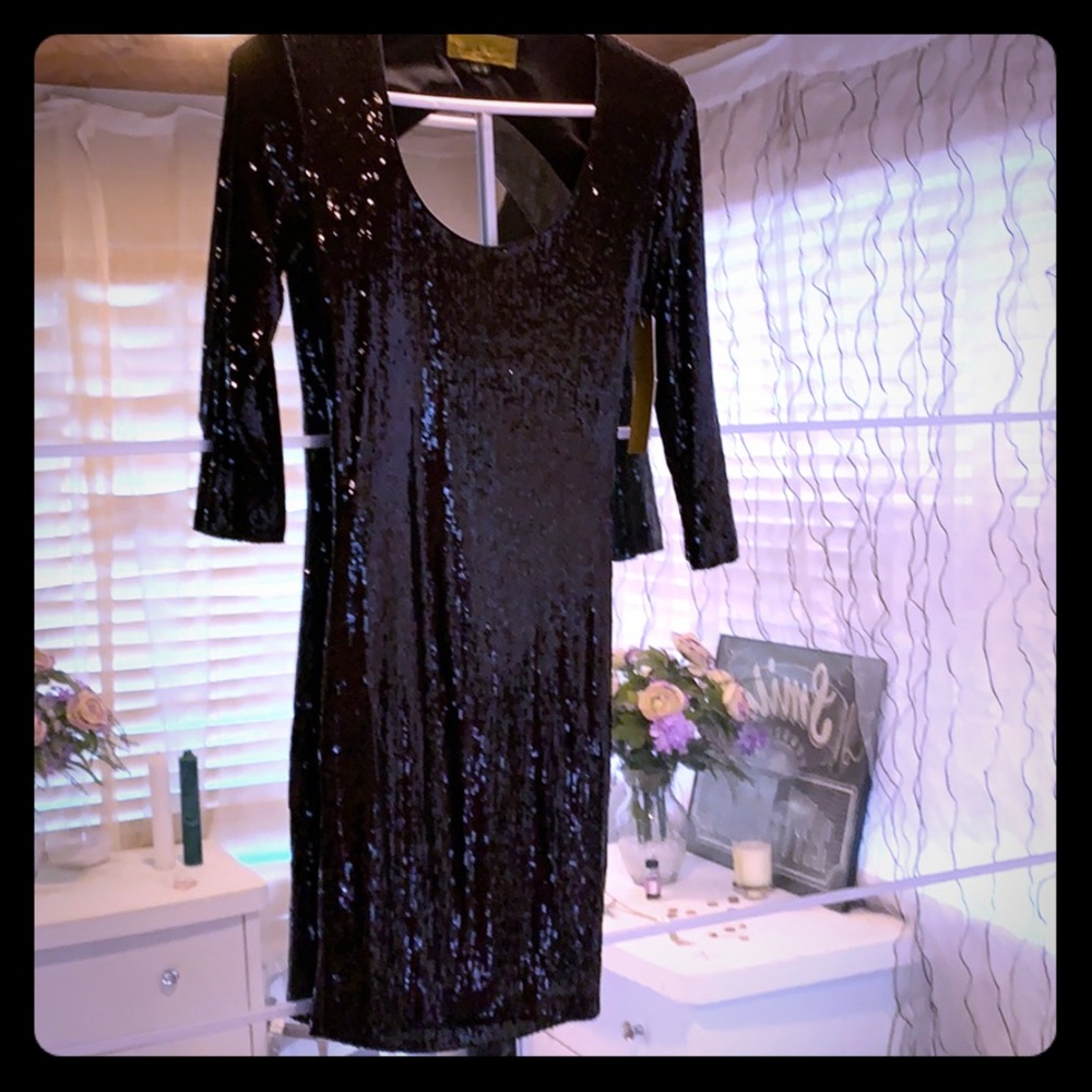 Nicole Miller black sequin dress tags still on
